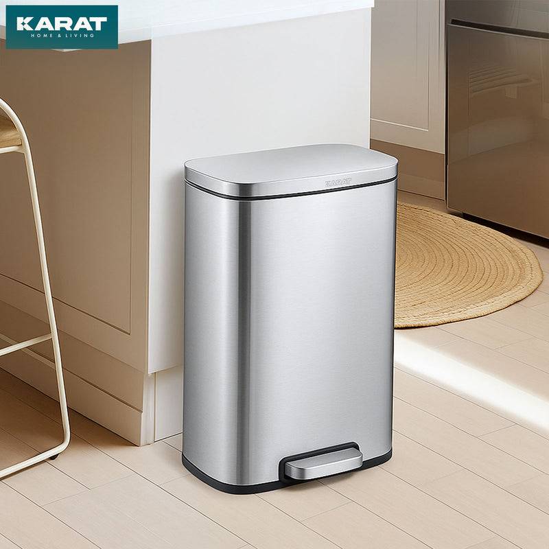 Floordirekt Mülleimer Dustin - aus Edelstahl mit Absenkautomatik - Silber - 50 Liter-1