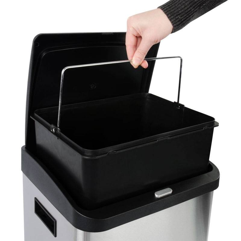 Floordirekt Mülleimer Dylan - mit Trennsystem - 2 Kammern - Silber - 1 x 18 L + 1 x 16 L - Verschiedene Größen Verfügbar-1