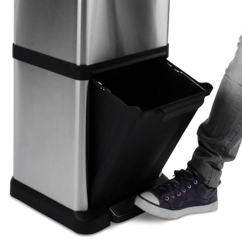 Floordirekt Mülleimer Dylan - mit Trennsystem - 2 Kammern - Silber - 1 x 18 L + 1 x 16 L - Verschiedene Größen Verfügbar-3