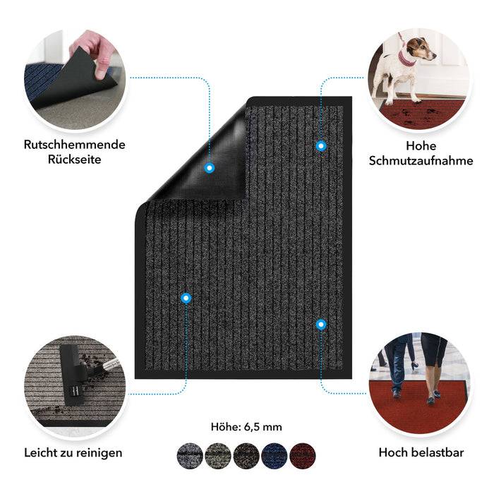 KARAT Schmutzfangmatte Dura - Türmatte für Innen & Außen - Robust & Pflegeleicht - Anthrazit - 100 x 150 cm-1