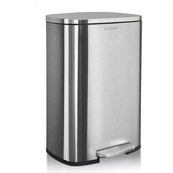 Floordirekt Mülleimer Dustin - aus Edelstahl mit Absenkautomatik - Silber - 50 Liter
