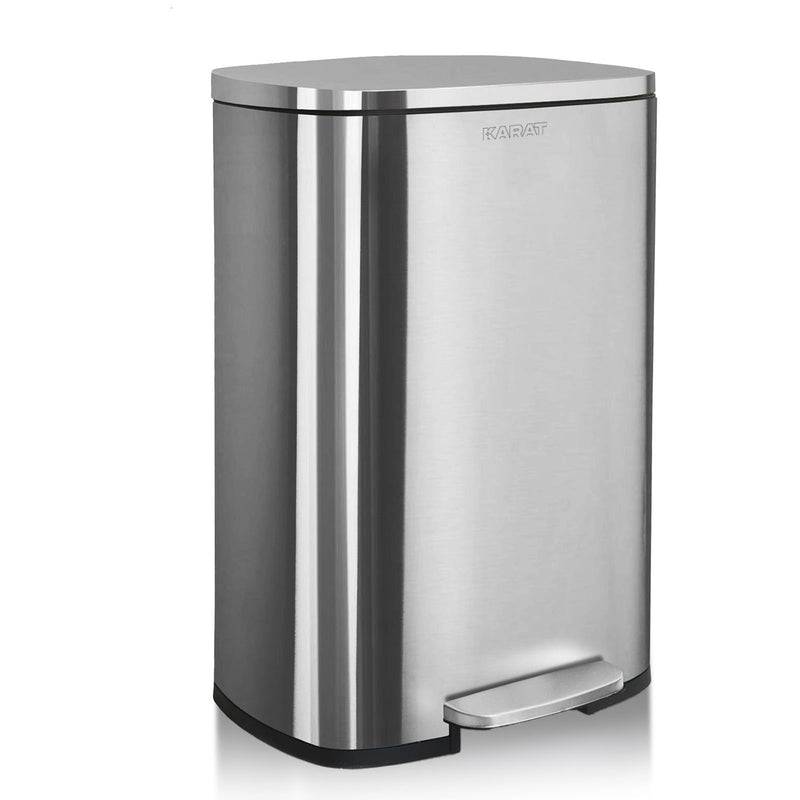 Floordirekt Mülleimer Dustin - aus Edelstahl mit Absenkautomatik - Silber - 50 Liter-0