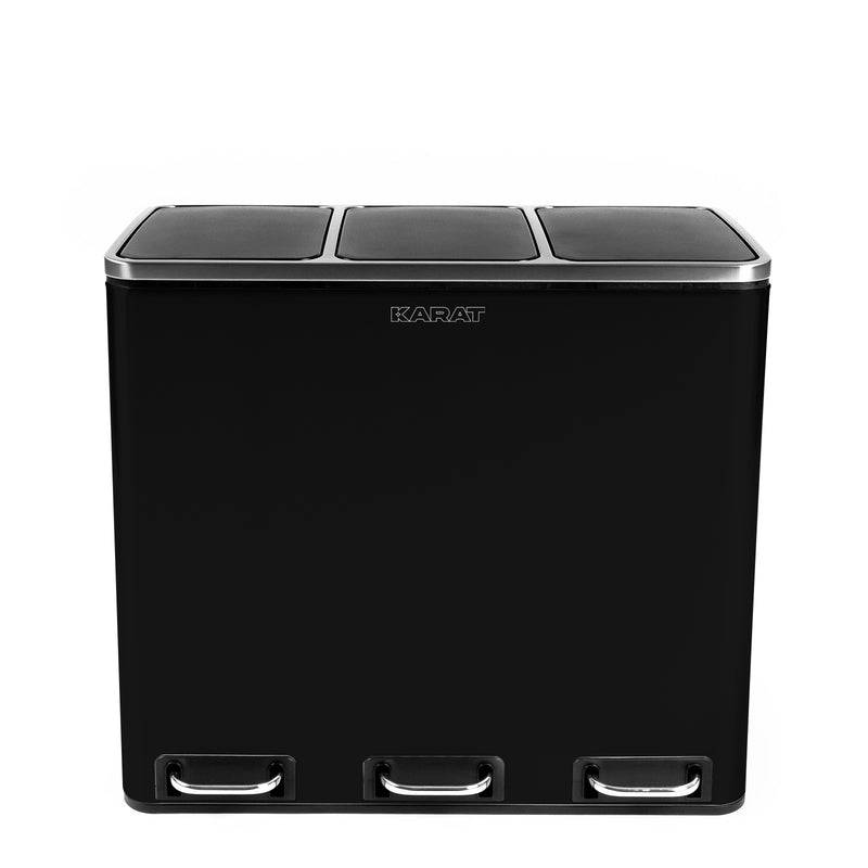 Floordirekt Mülleimer Felix aus Edelstahl - mit Trennsystem & Schließdämpfer - Schwarz - 2 x 30 Liter-0