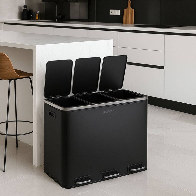 Floordirekt Mülleimer Felix aus Edelstahl - mit Trennsystem & Schließdämpfer - Schwarz - 2 x 30 Liter-4