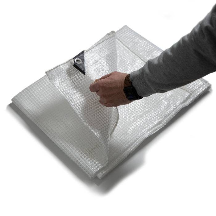 FLOORDIREKT Abdeckplane Leno - Multifunktional - Wasserdicht & Reißfest - 240 g/m² - Weiß/Transparent - 3 x 5 m-1