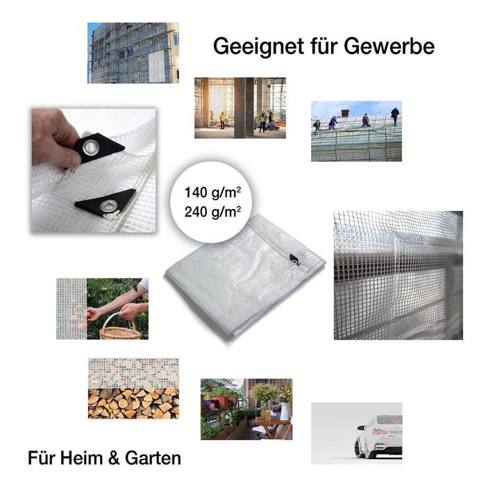 FLOORDIREKT Abdeckplane Leno - Multifunktional - Wasserdicht & Reißfest - 240 g/m² - Weiß/Transparent - 3 x 5 m-3