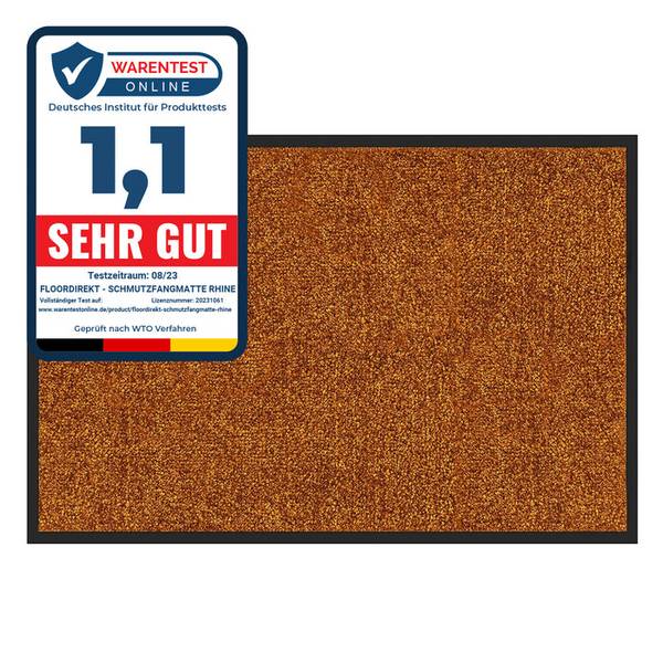 FLOORDIREKT Fußmatte Rhine - Schmutzfangmatte für Innen- & Außenbereiche - Braun - 90 x 120 cm