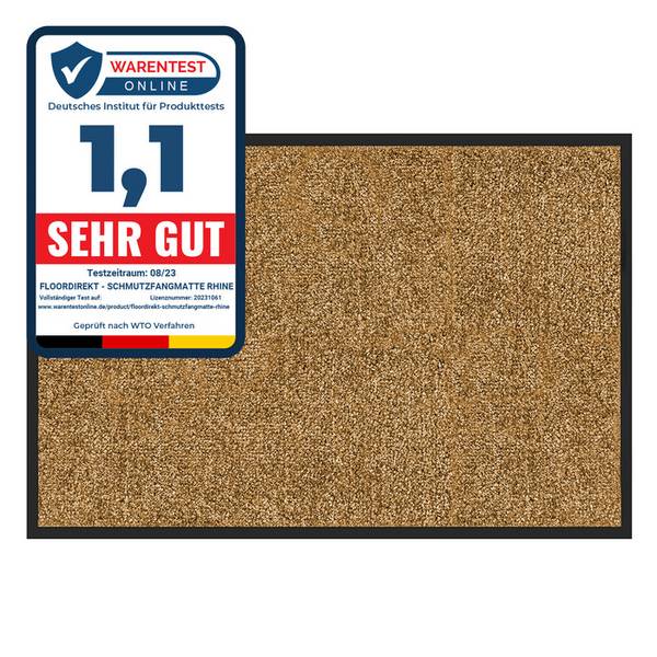 FLOORDIREKT Fußmatte Rhine - Schmutzfangmatte für Innen- & Außenbereiche - Beige - 40 x 60 cm