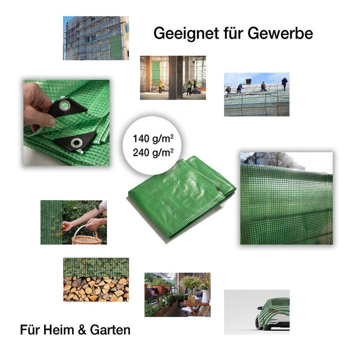 FLOORDIREKT Abdeckplane Leno - Multifunktional - Wasserdicht & Reissfest - 140 g/m² - Grün/Transparent - 4 x 6 m-4