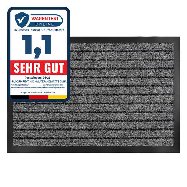 KARAT Schmutzfangmatte Dura - Türmatte für Innen & Außen - Robust & Pflegeleicht - Grau - 100 x 120 cm