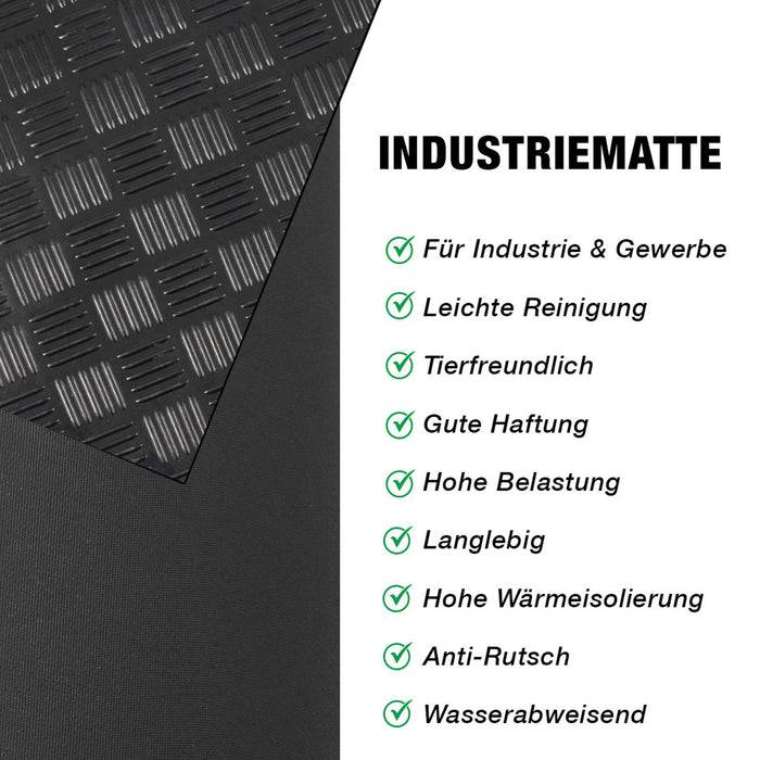 FLOORDIREKT Gummiläufer Karo - Anti-Rutsch Bodenläufer mit strukturierter Oberfläche - Schwarz - 100 x 600 cm-0