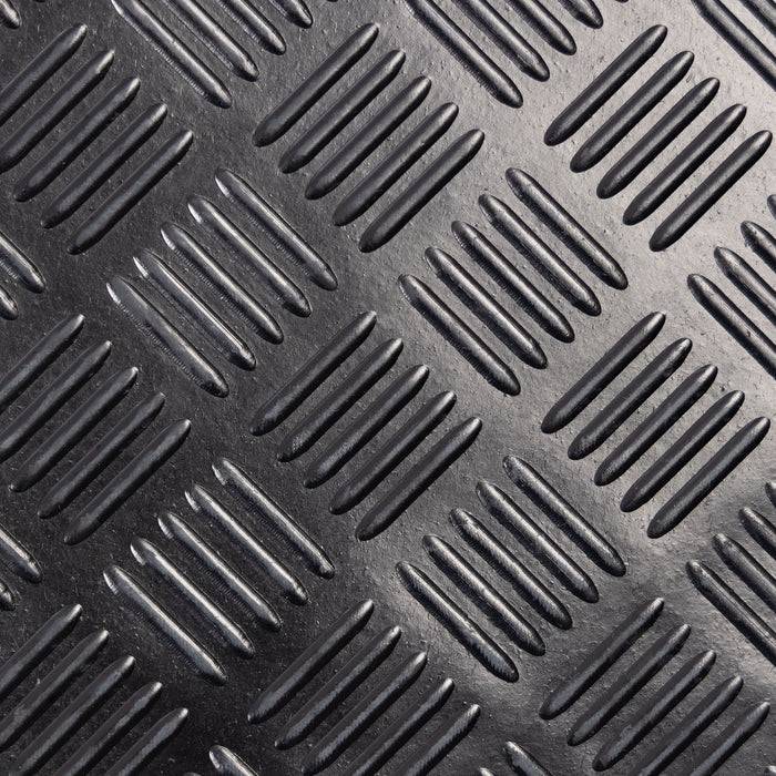 FLOORDIREKT Gummiläufer Karo - Anti-Rutsch Bodenläufer mit strukturierter Oberfläche - Schwarz - 100 x 600 cm-1