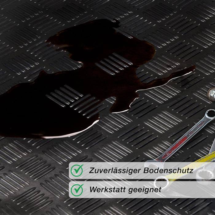 FLOORDIREKT Gummiläufer Karo - Anti-Rutsch Bodenläufer mit strukturierter Oberfläche - Schwarz - 100 x 600 cm-3