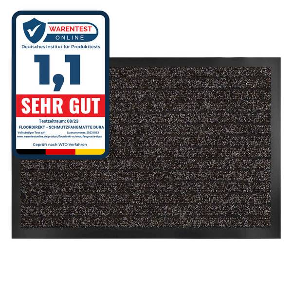KARAT Schmutzfangmatte Dura - Türmatte für Innen & Außen - Robust & Pflegeleicht - Braun - 50 x 80 cm