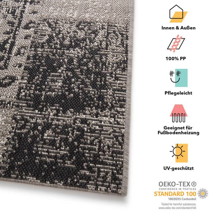 KARAT Outdoorteppich Cotton - Für den Innen- und Außenbereich geeignet - Grau - 200 x 290 cm-1