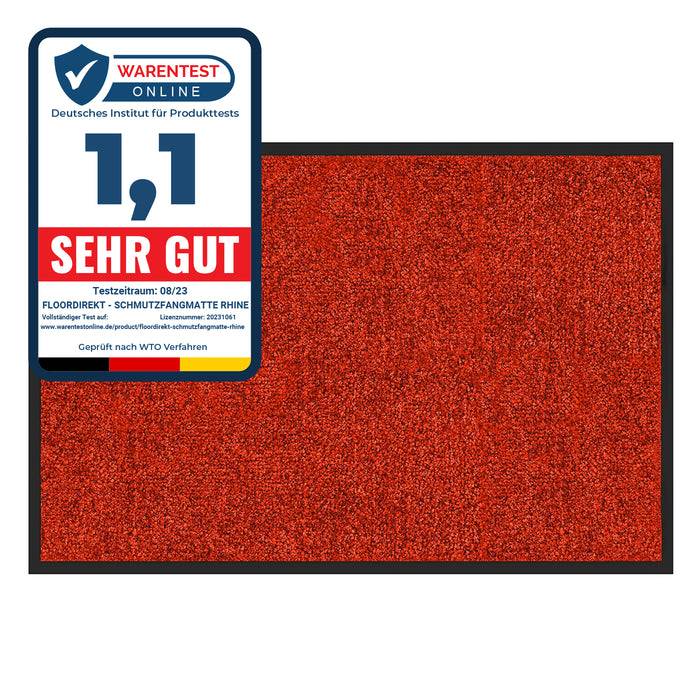 FLOORDIREKT Fußmatte Rhine - Schmutzfangmatte für Innen- & Außenbereiche - Rot - 60 x 90 cm-0
