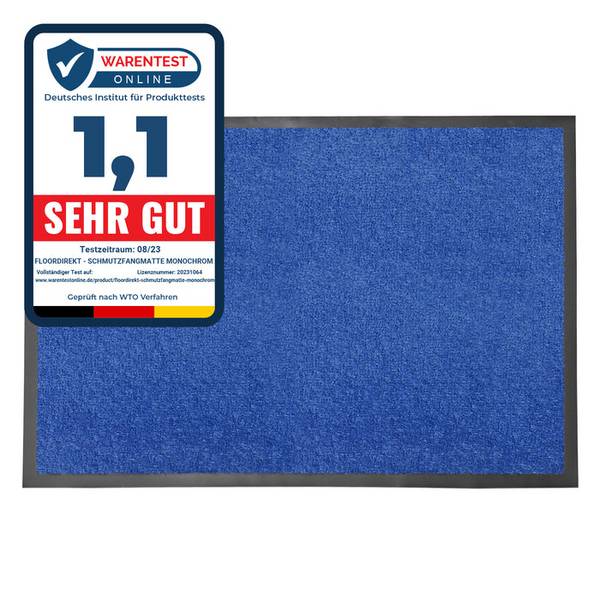 FLOORDIREKT Schmutzfangmatte Monochrom - Antistatisch & Rutschfest - Blau - 40 x 60 cm