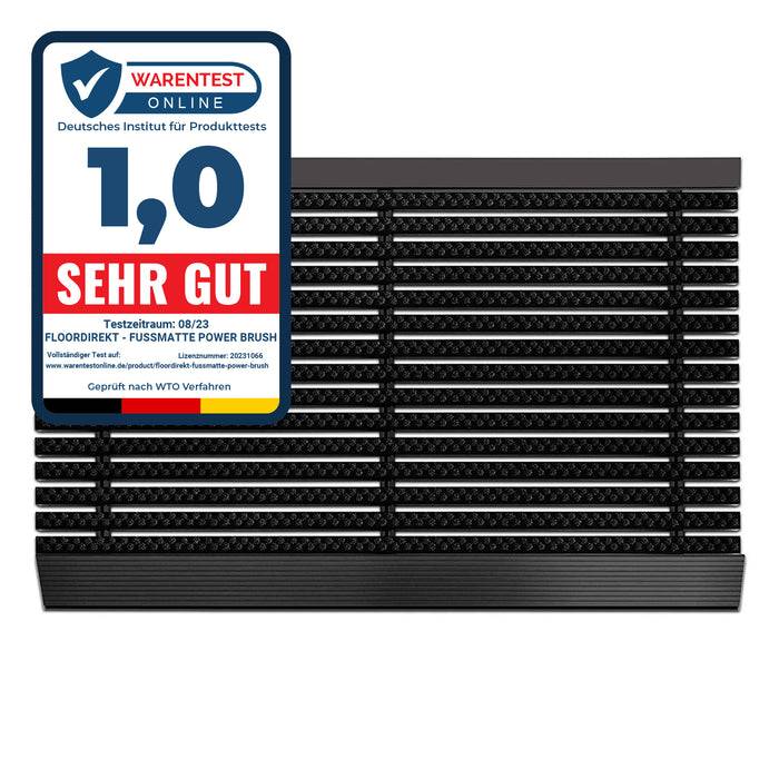FLOORDIREKT Türmatte Power Brush - Hochwirksamer Fußabtreter - Mit robusten Power-Bürsten - Schwarz - 60 x 90 cm-0