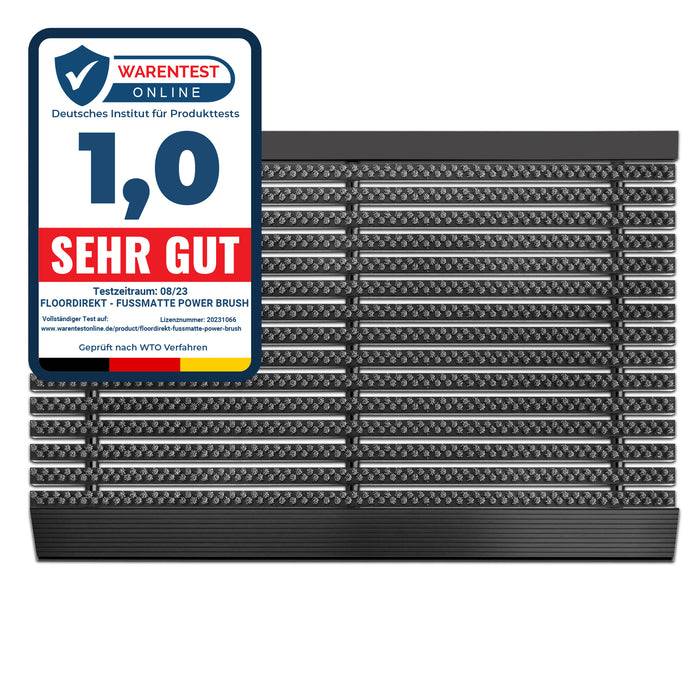 FLOORDIREKT Türmatte Power Brush - Hochwirksamer Fußabtreter - Mit robusten Power-Bürsten - Grau - 50 x 80 cm-0