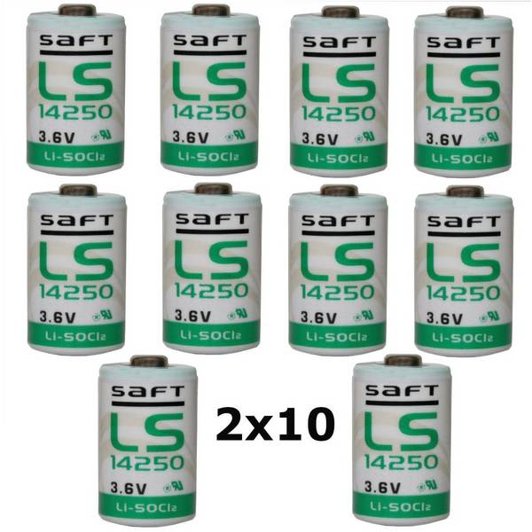 20x Lithium Batterie Saft LS14250 1/2AA 3,6Volt, 3,6V, Lithium-Thionylchlorid