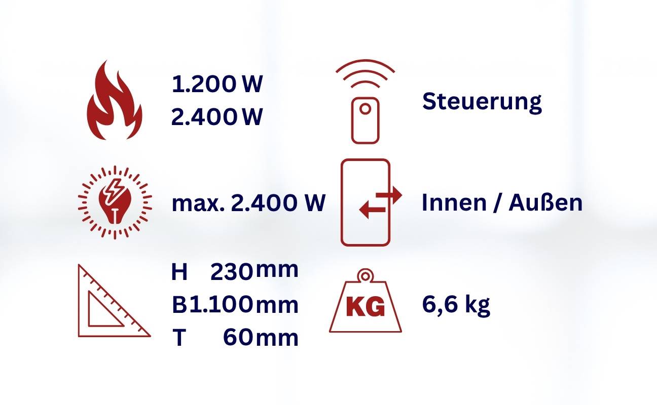 WDH Dunkel-Heizstrahler WDH-180DS - 2.400 W - Innen & Außen - Elektro Heizstrahler, E-Heizer, Heizung-4