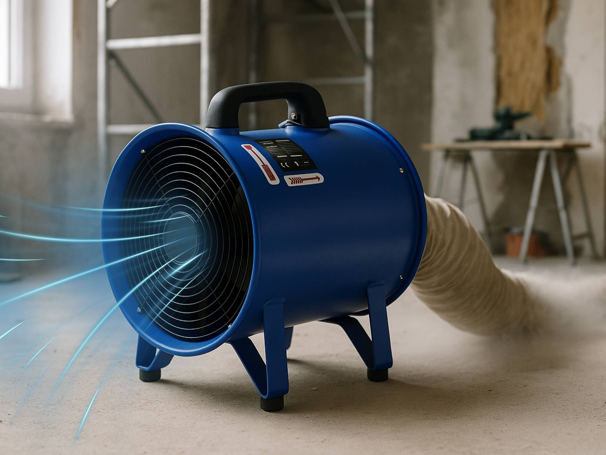 WDH Axialgebläse WDH-SHT28 - (Ø x H) 30 x 41,5 cm - Baustellen-Ventilator, Windmaschine - 2.800 m³/h Luftumwälzung-2