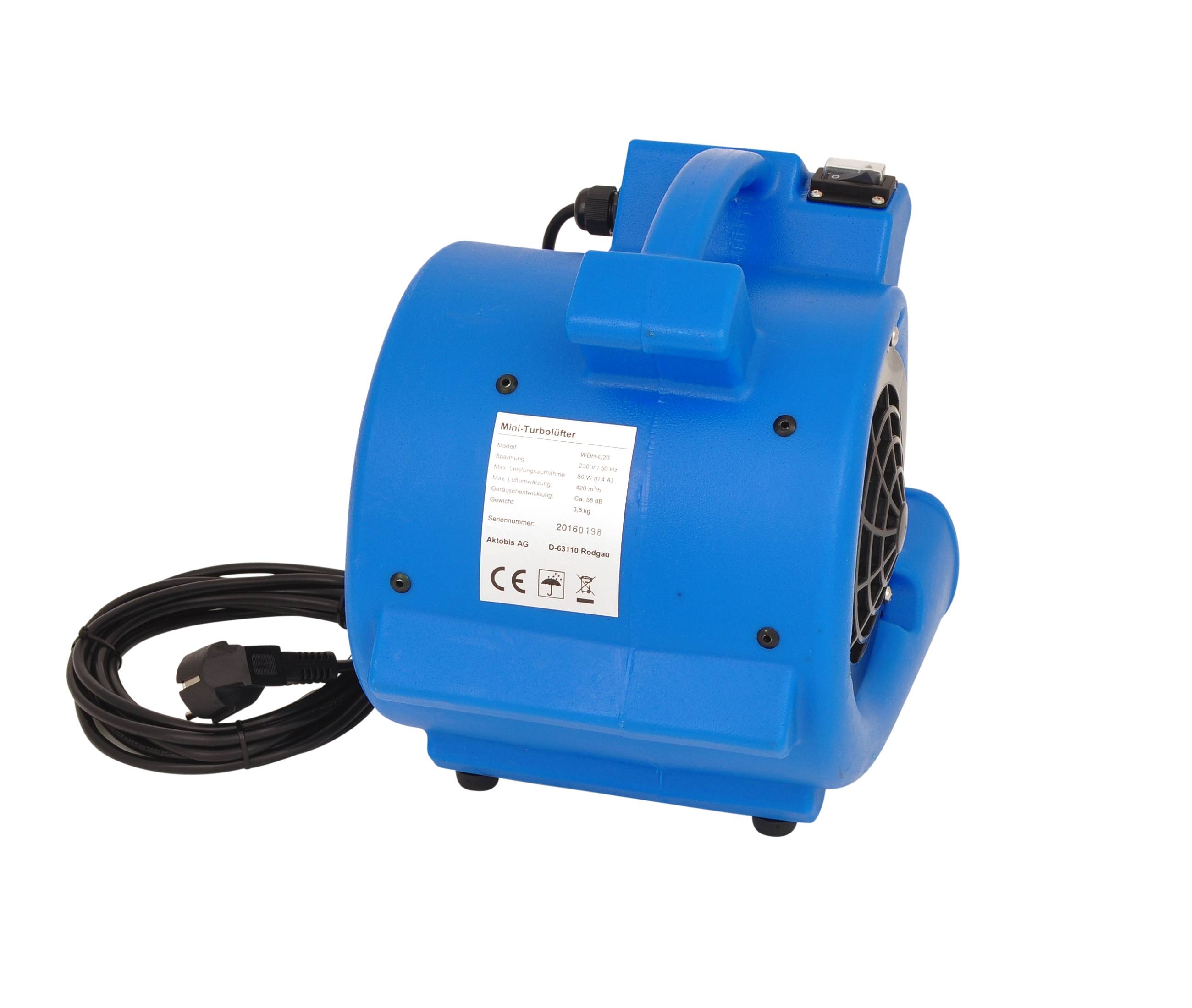 WDH Mini Turbolüfter WDH-C20 - Gebläse, Lüfter, Förderventilator - 420 m³/h Luftumwälzung-4