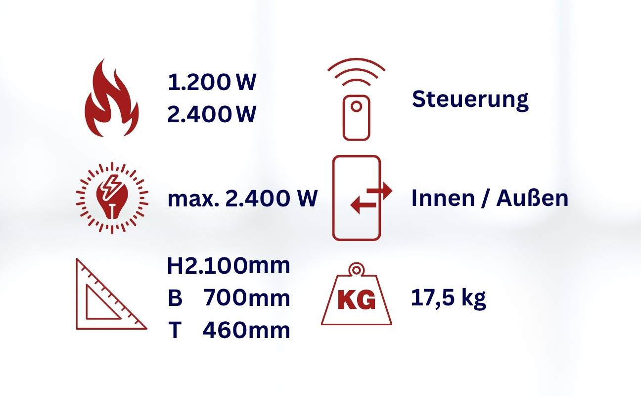 WDH Stand-Heizstrahler WDH-240GT - 2.4000 W - Outdoor & Indoor - Terrassenstrahler, Balkonheizer, Heizpilz-3