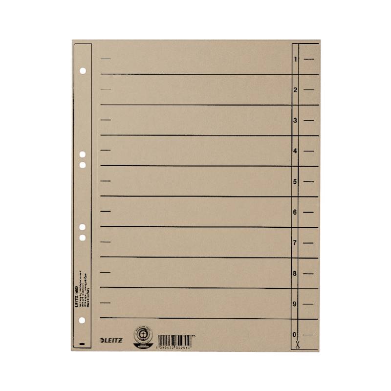 LEITZ Trennblätter, A4 Überbreite, Manilakarton 230g/qm,grau (80165885)-0