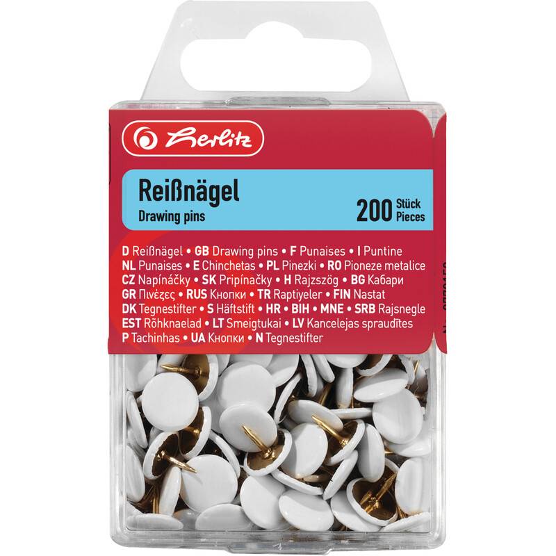 herlitz Reißnägel, weiß, Durchmesser: 9,5 mm-0