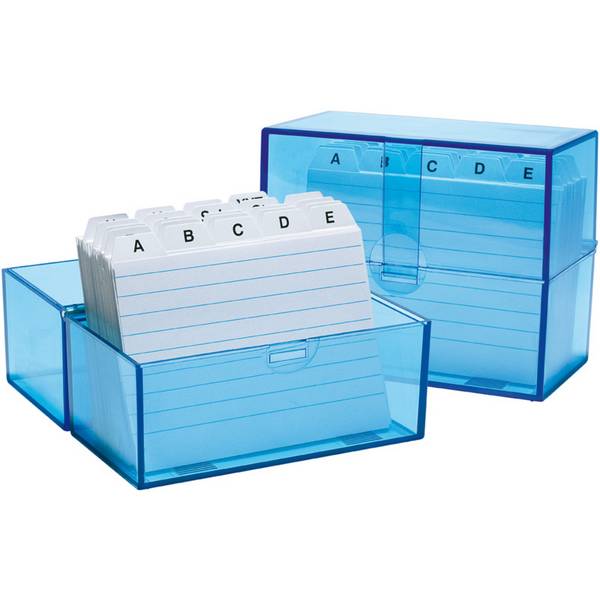 WEDO Karteibox A7/200 gefüllt tr.bl, incl. Karten und Register