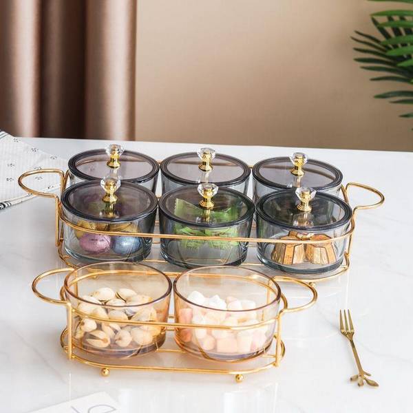 Zellerfeld Trendmax Knabber Schalenset 6 Fächer Cerezlik Servierschale Knabberschale aus Glas RCF0348 Motiv 3