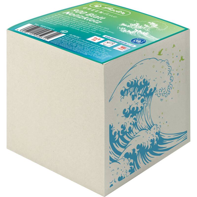 herlitz Zettelklotz GREENline, 90 x 90 mm, grau, 80 g/qm-0