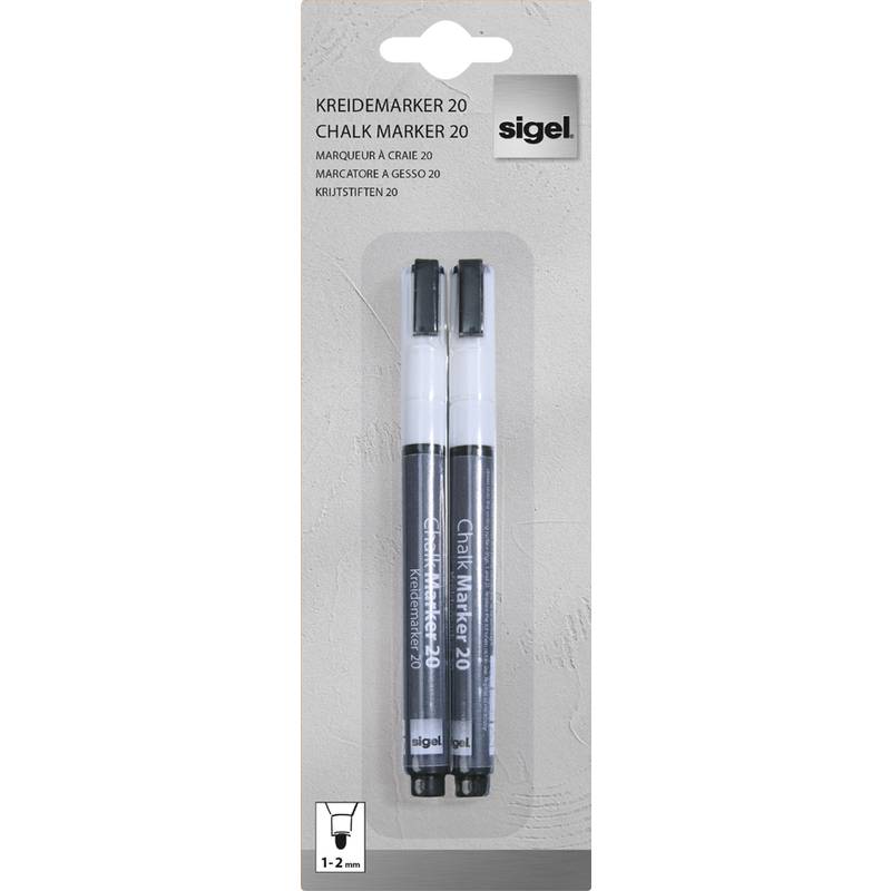 sigel Kreidemarker 20, Rundspitze: 1 - 2 mm, weiß-0