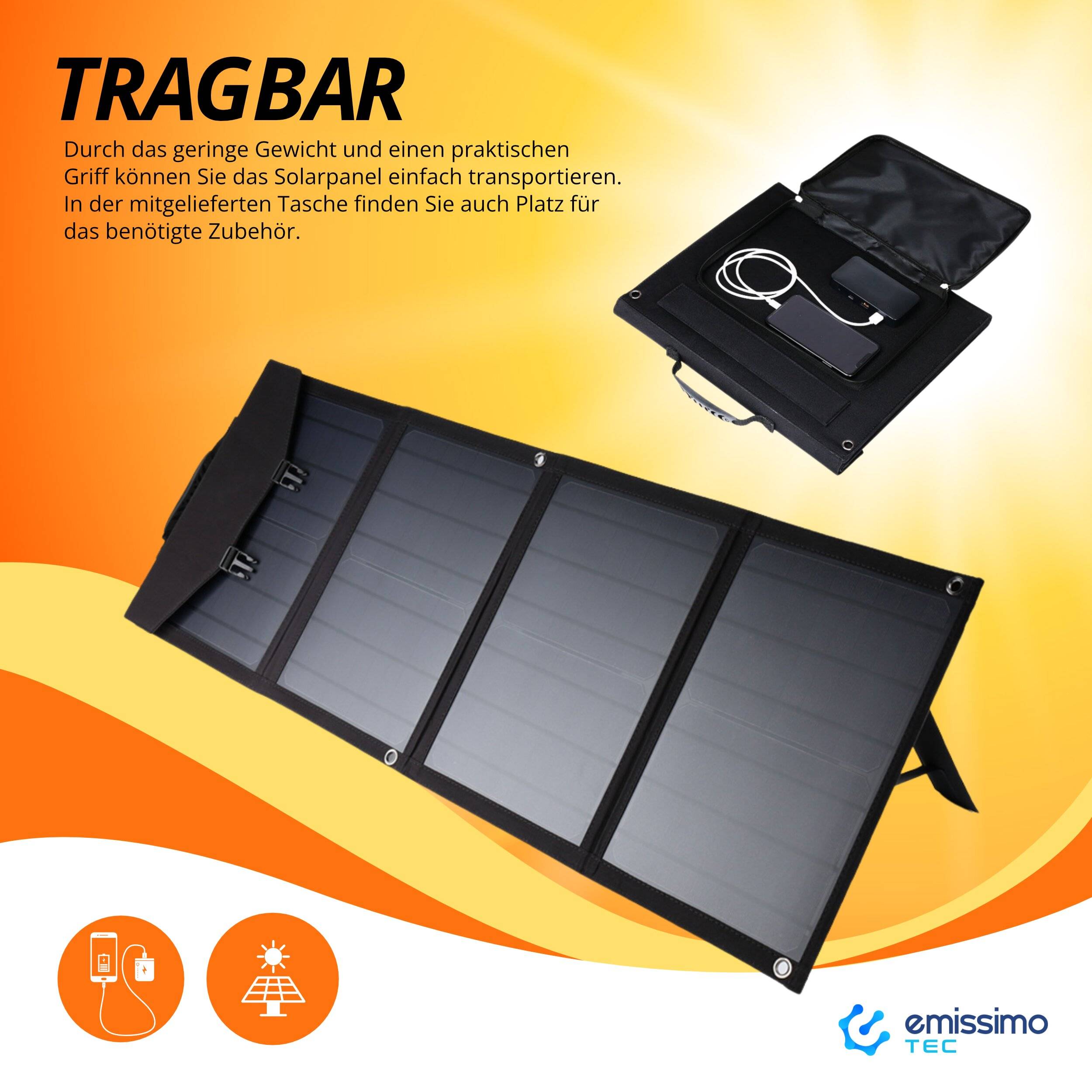Faltbares Solarpanel 80W - Monokristalline Powerstation mit USB - Hocheffizient & tragbar-4