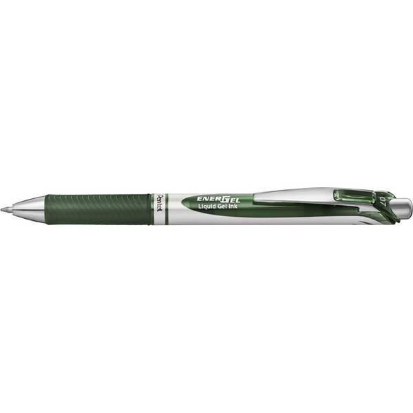 Pentel Energel BL77, Ausziehbarer Gelschreiber, Grün, Grün, Silber, Rund, 0,7 mm, Tinte auf Wasserbasis