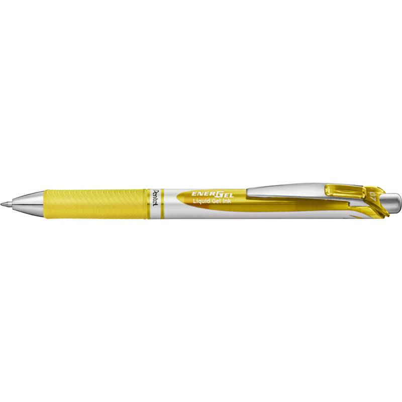 Pentel Energel BL77, Ausziehbarer Gelschreiber, Gelb, Silber, Gelb, Rund, 0,7 mm, Tinte auf Wasserbasis-0