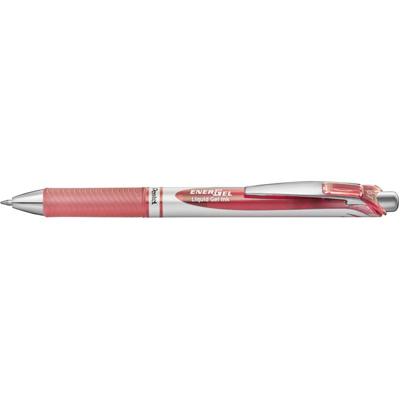 Pentel Energel BL77, Ausziehbarer Gelschreiber, Pink, Koralle, Silber, Rund, 0,7 mm, Tinte auf Wasserbasis-0