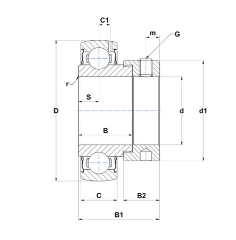 Spannlager M-AEL202 D1 ID 15mm AD 40mm Breite28,6mm NTN-1