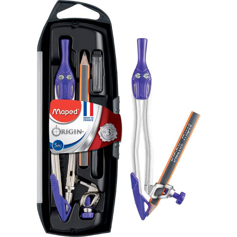 Maped Zirkelkasten Origin, 5-teilig, farbig sortiert-0