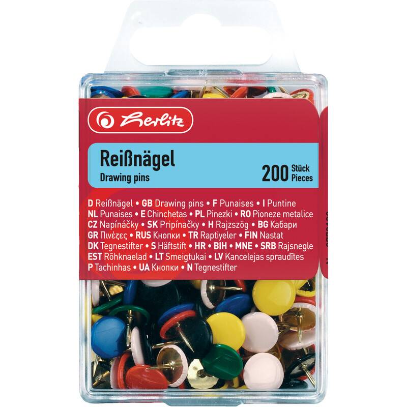 herlitz Reißnägel, farbig sortiert, Durchmesser: 9,5 mm-0
