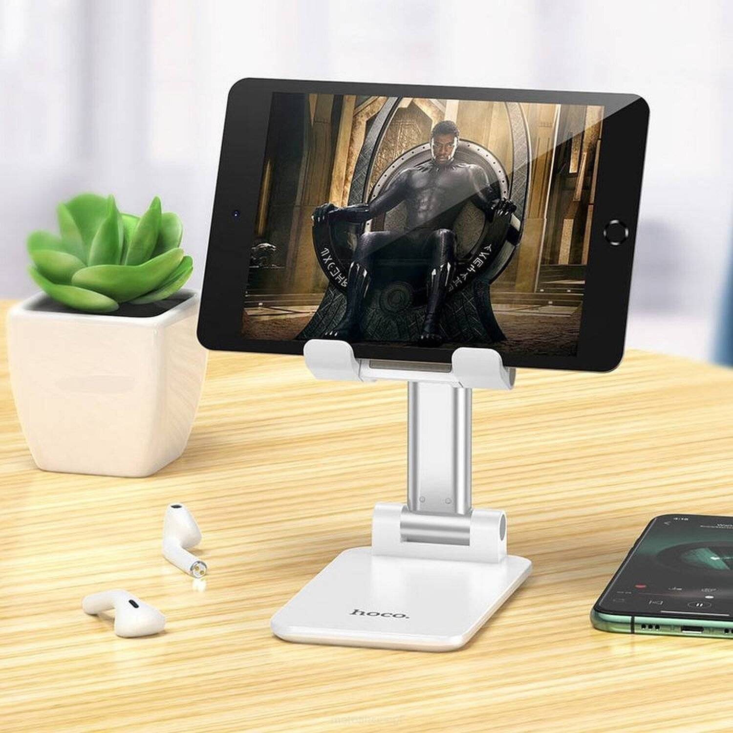 HOCO Handy Tablet Halterung Schreibtisch Ständer Tischhalter klappbar 4,7-10" weiß-0