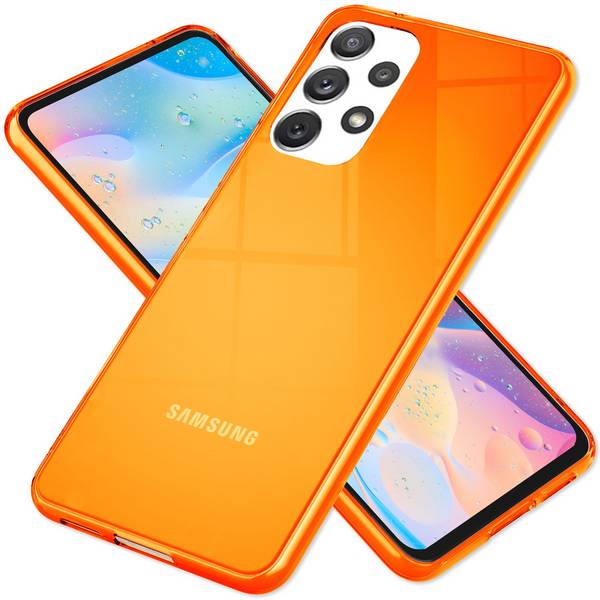 Klare Neon Silikonhülle für Samsung Galaxy A53, Handy Hülle Schutz TPU Case Orange