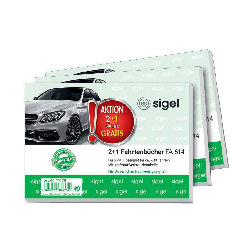 sigel Formularbuch "Fahrtenbuch", 2 + 1 Aktion, A6 quer-0