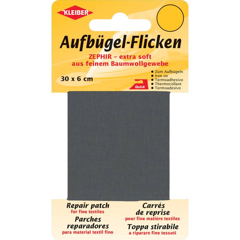 KLEIBER Zephir-Aufbügel-Flicken, 300 x 60 mm, dunkelgrau-0