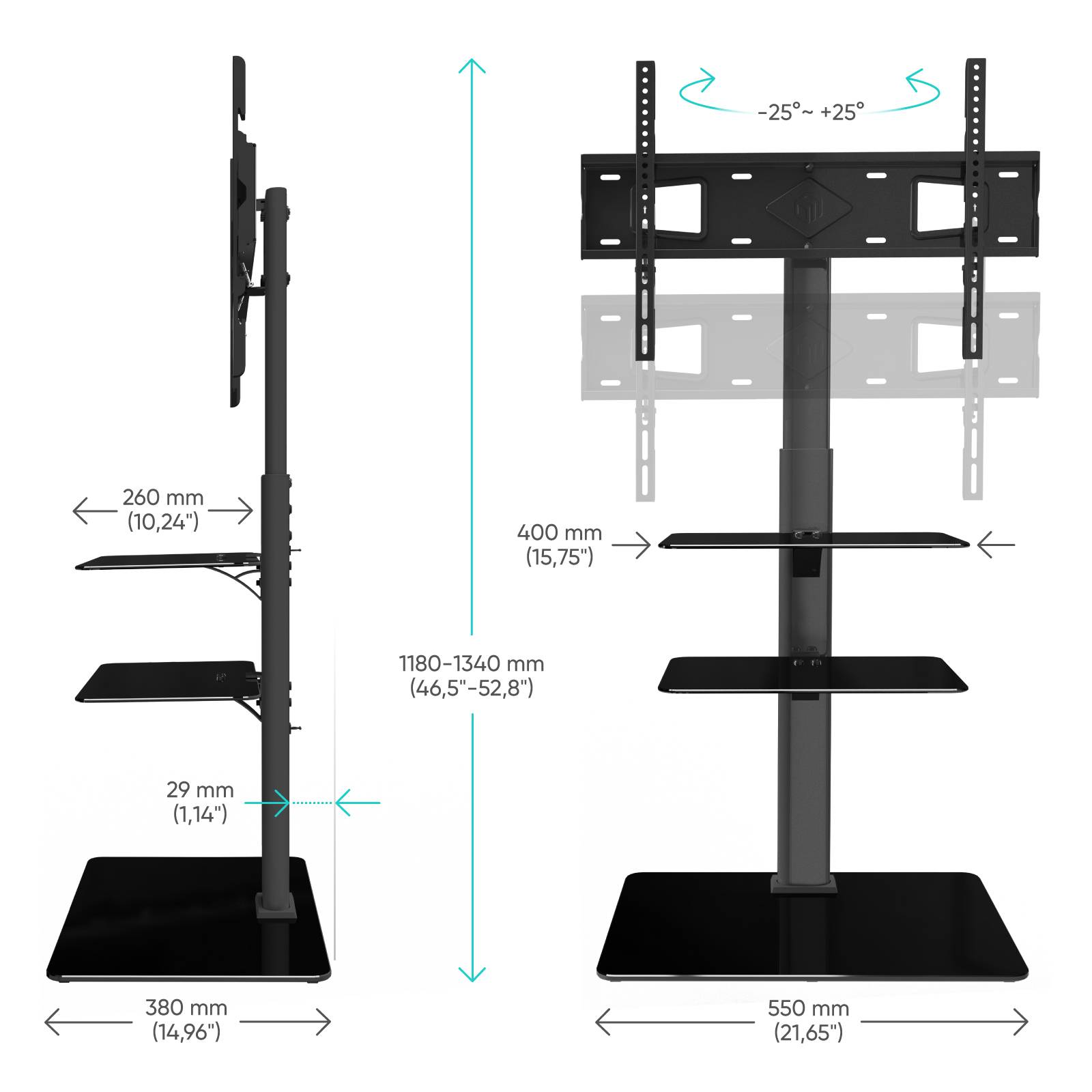 TV Ständer 32-65 Zoll Hartglas-3