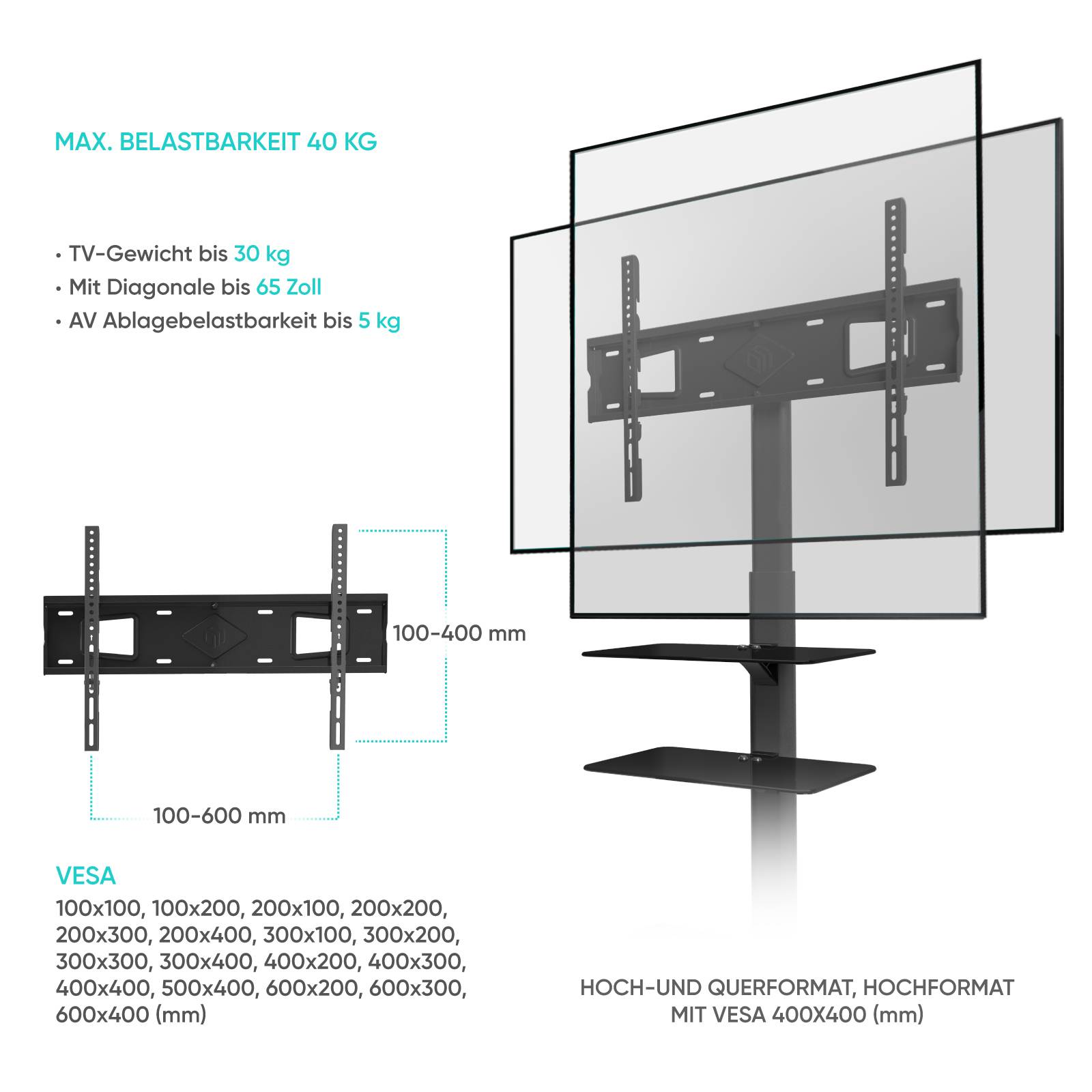 TV Ständer 32-65 Zoll Hartglas-5