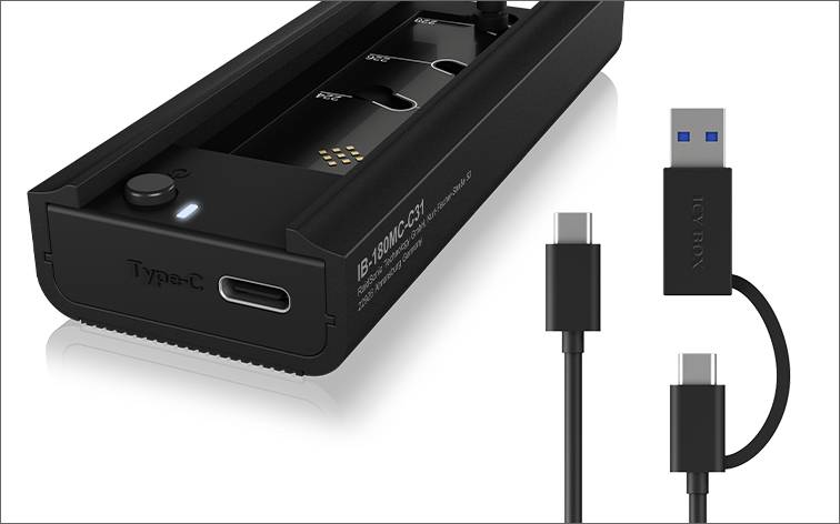 IB-180MC-C31, M.2 NVMe & SATA Docking, USB 3.2 (Gen2) Type-C®, Werkzeuglos, Aluminium, schwarz-4