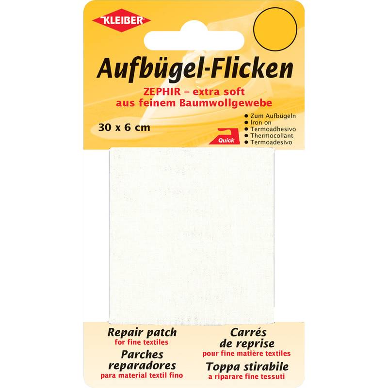 KLEIBER Zephir-Aufbügel-Flicken, 300 x 60 mm, weiß-0