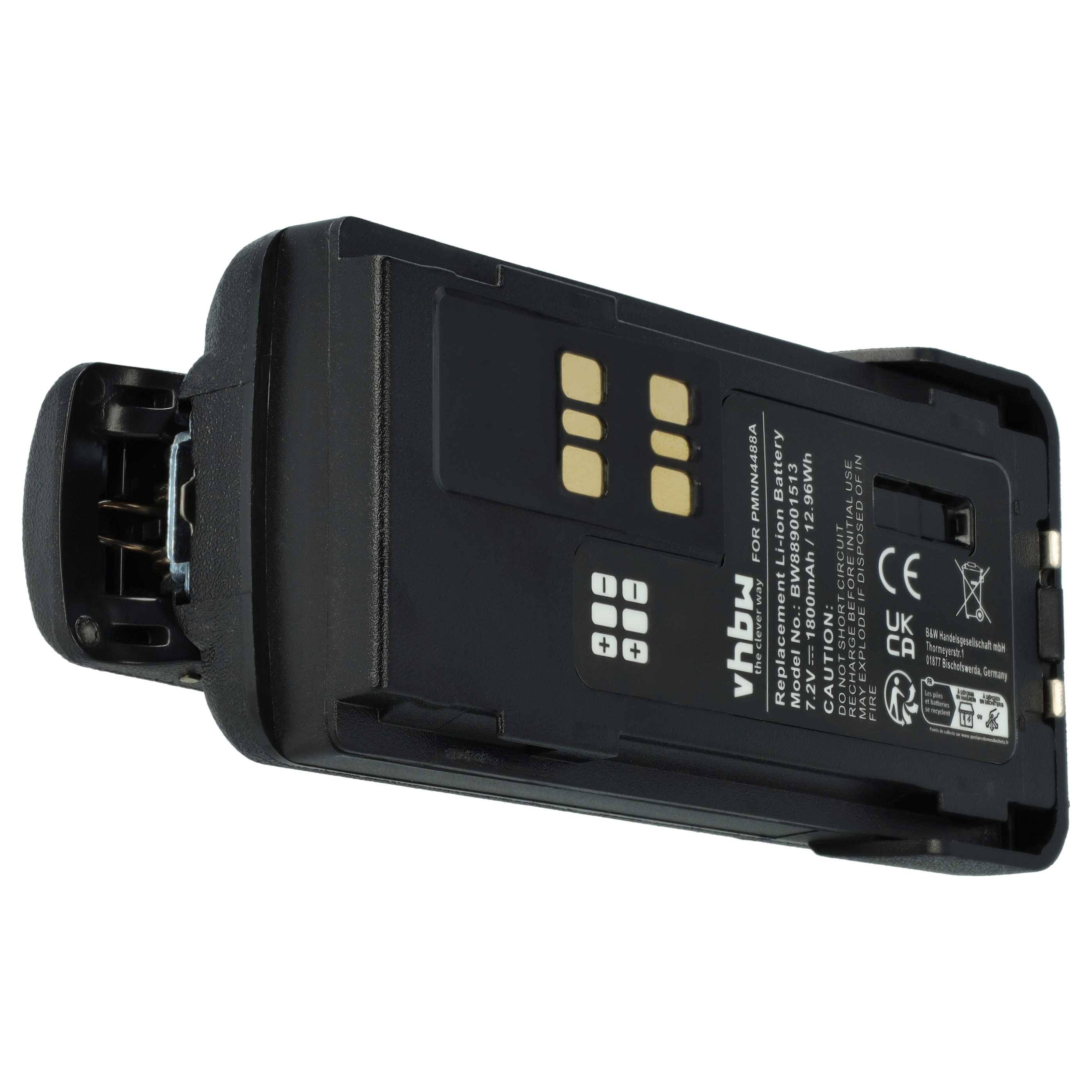 vhbw Akku kompatibel mit Motorola XiR P8668 Funkgerät | Walkie Talkie (1800 mAh, 7,4 V, Li-Ion) + Gürtelclip-0